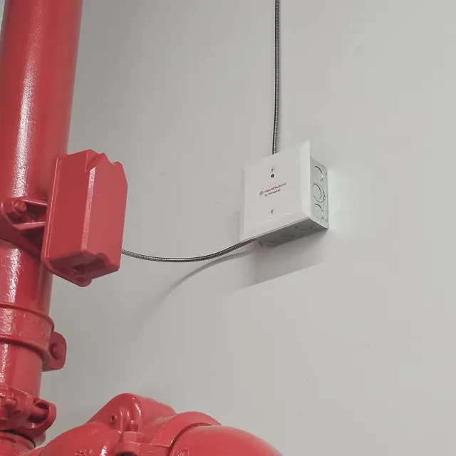 Fire sprinkler riser with waterflow switch wired to a fire alarm monitor module, Tampa, FL